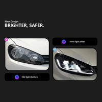 LED Headlights Volkswagen Golf 6 MK6 2009-2012 GTI and TSI trims - side view - Becquet Voiture