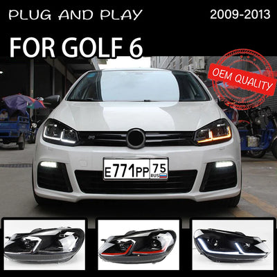 Phares LED Volkswagen Golf 6 MK6 2009-2013 - vue de trois-quarts - Becquet Voiture