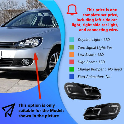 Phares LED Volkswagen Golf 6 MK6 2010-2012 Style Golf 7.5 - détail du montage - Becquet Voiture