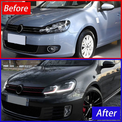 Phares LED Volkswagen Golf 6 MK6 2010-2012 Style Golf 7.5 - installé sur véhicule - Becquet Voiture