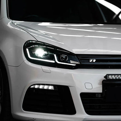 Phares LED Volkswagen Golf 6 MK6 2010-2012 Style Golf 7.5 - vue de face - Becquet Voiture