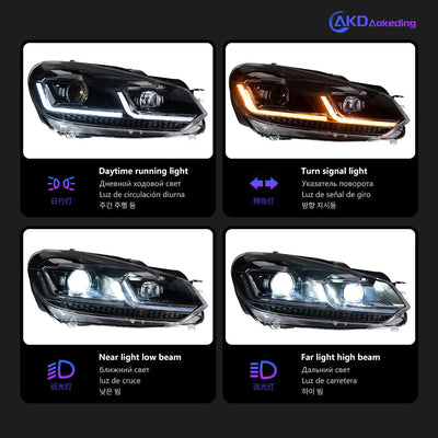 Phares LED Volkswagen Golf 6 MK6 R20 2009-2012 - vue de profil - Becquet Voiture