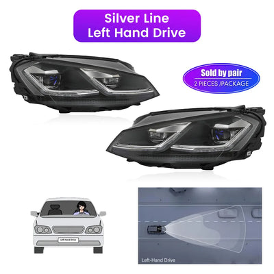 Phares LED Volkswagen Golf 7 2013-2017 - vue de profil 2 - Becquet Voiture