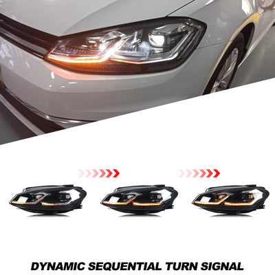 Phares LED Volkswagen Golf 7.5 MK7.5 2018-2021 - installé sur véhicule - Becquet Voiture