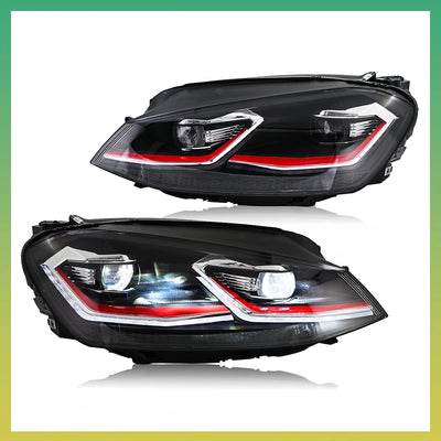 Phares LED Volkswagen Golf 7 et 7.5 MK7 2012-2020 Look Sport - détail du montage - Becquet Voiture