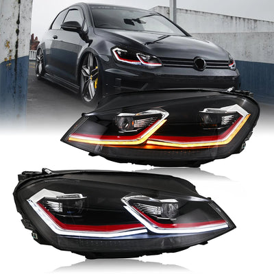 Phares LED Volkswagen Golf 7 et 7.5 MK7 2012-2020 Look Sport - vue de face - Becquet Voiture