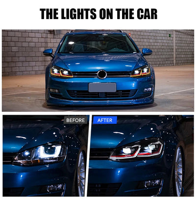 Phares LED Volkswagen Golf 7 et 7.5 MK7 2012-2020 Look Sport - vue de profil - Becquet Voiture