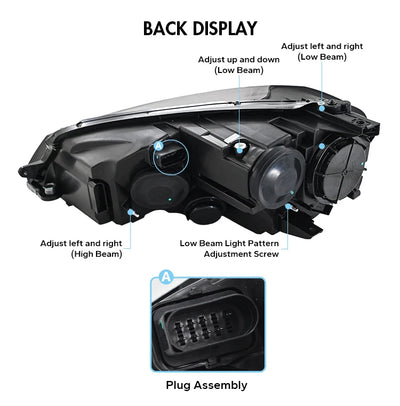 Phares LED Volkswagen Golf 7 et 7.5 MK7 2012-2020 Look Sport - vue de trois-quarts - Becquet Voiture