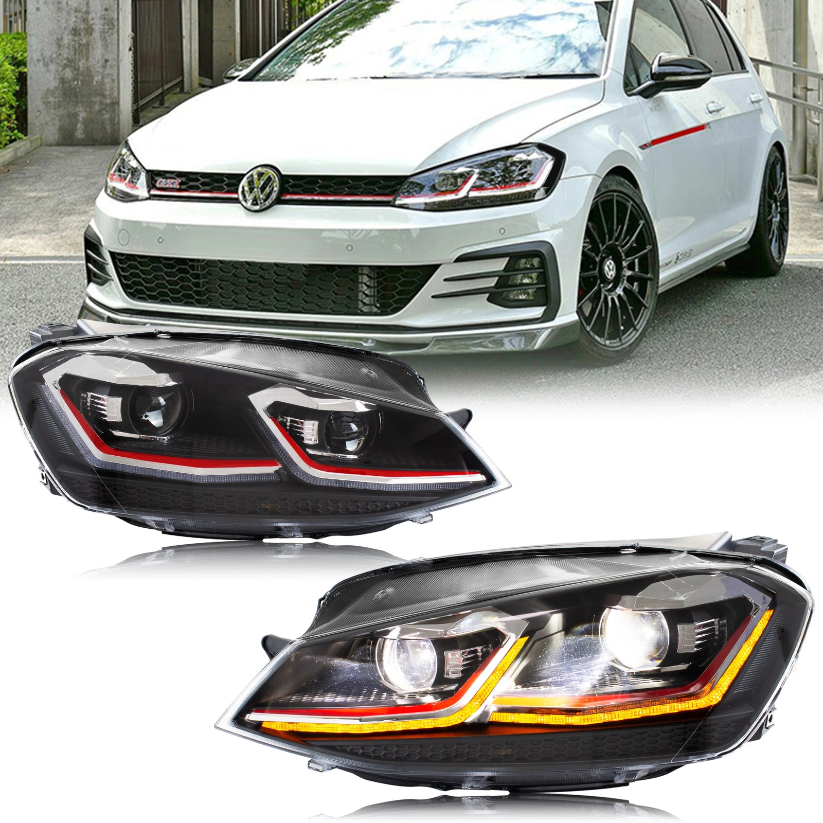 Phares LED Volkswagen Golf 7 MK7 2012-2017 - vue de face - Becquet Voiture