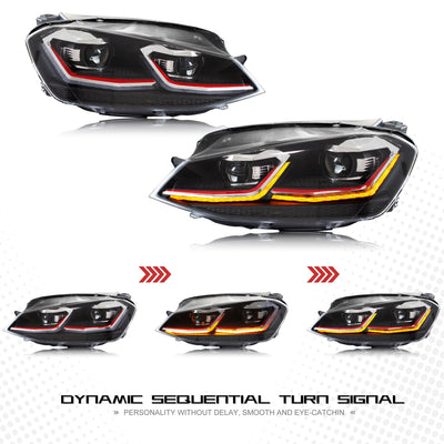 Phares LED Volkswagen Golf 7 MK7 2012-2017 - vue de trois-quarts - Becquet Voiture
