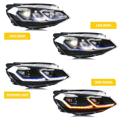 Phares LED Volkswagen Golf 7 MK7 2013-2017 Clignotant Séquentiel - vue arrière - Becquet Voiture