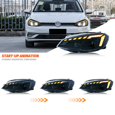 Phares LED Volkswagen Golf 7 MK7 2013-2017 DRL - installé sur véhicule - Becquet Voiture