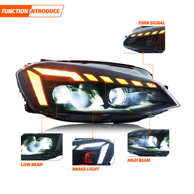 Phares LED Volkswagen Golf 7 MK7 2013-2017 DRL - vue arrière - Becquet Voiture