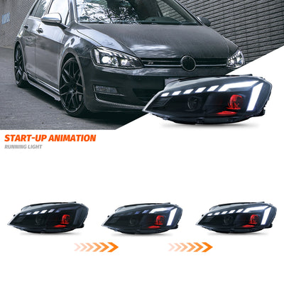 Phares LED Volkswagen Golf 7 MK7 2013-2017 DRL - vue de trois-quarts - Becquet Voiture