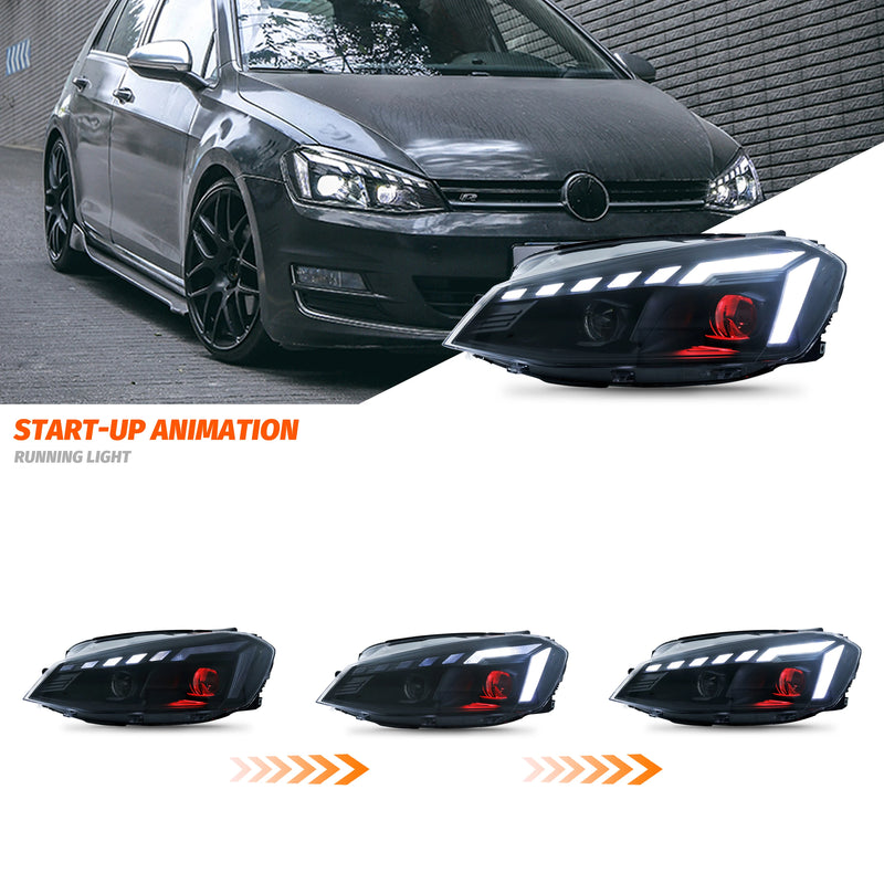 Phares LED Volkswagen Golf 7 MK7 2013-2017 DRL - vue de trois-quarts - Becquet Voiture
