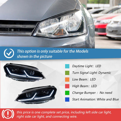 Phares LED Volkswagen Golf 7 MK7 2013-2017 Golf 7.5 Style - détail du montage - Becquet Voiture