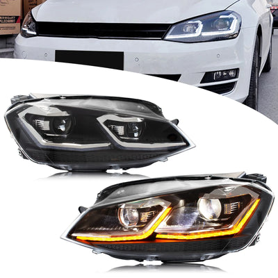 Phares LED Volkswagen Golf 7 MK7 2013-2017 (réf. 2) - vue de face - Becquet Voiture