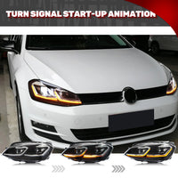 LED Headlights Volkswagen Golf 7 MK7 2013-2017 - three-quarter view - Becquet Voiture