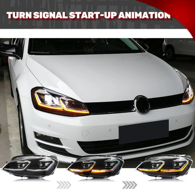 Phares LED Volkswagen Golf 7 MK7 2013-2017 (réf. 2) - vue de trois-quarts - Becquet Voiture