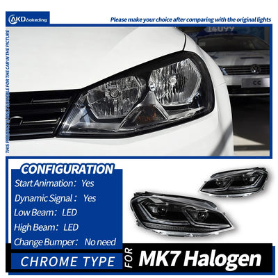Phares LED Volkswagen Golf 7 MK7 2013-2017 - vue rapprochée - Becquet Voiture