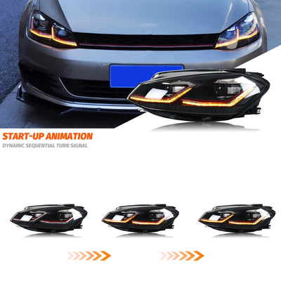 Phares LED Volkswagen Golf 7 MK7 2018-2021 - installé sur véhicule - Becquet Voiture