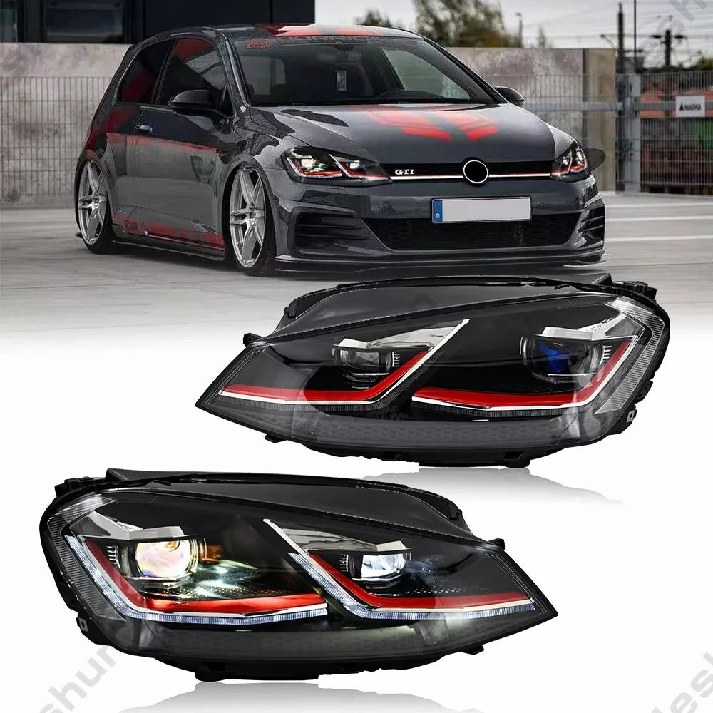 Phares LED Volkswagen Golf 7 MK7 GTI Look R-Line - vue de face - Becquet Voiture