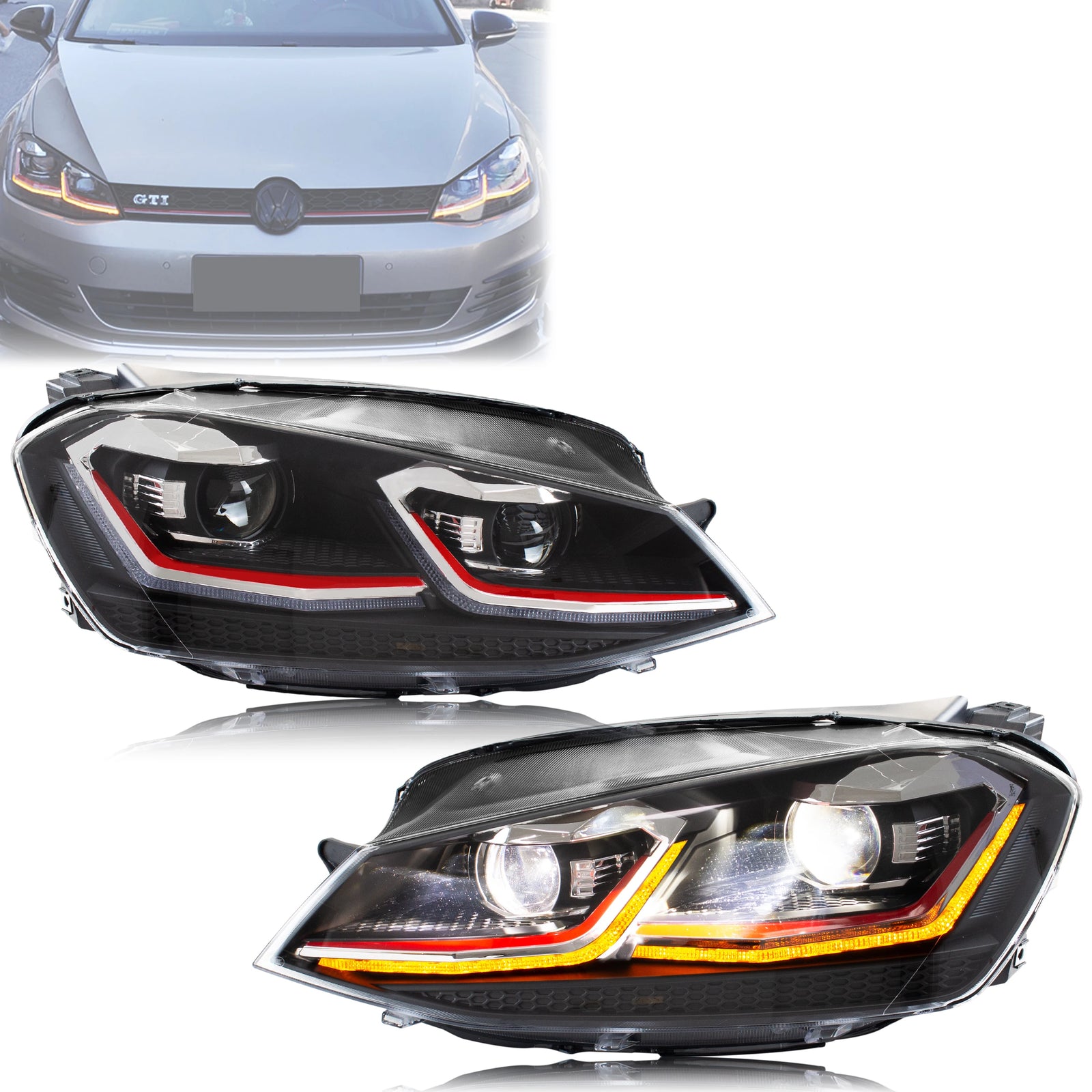 Phares LED Volkswagen Golf 7 MK7 VII 2013-2017 - vue de face - Becquet Voiture