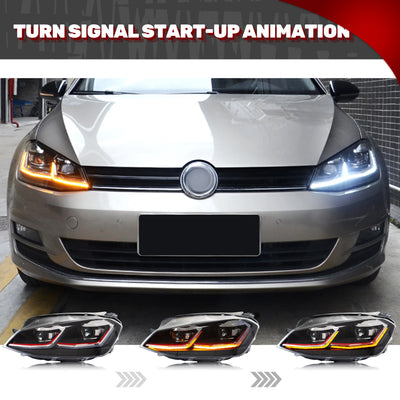 Phares LED Volkswagen Golf 7 MK7 VII 2013-2017 - vue de trois-quarts - Becquet Voiture