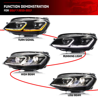 Phares LED Volkswagen Golf MK7 2012-2017 - vue arrière - Becquet Voiture
