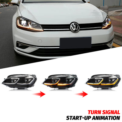 Phares LED Volkswagen Golf MK7 2012-2017 - vue de trois-quarts - Becquet Voiture