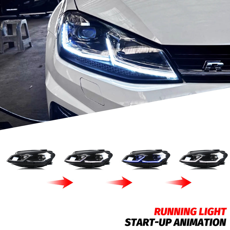 Phares LED Volkswagen Golf MK7.5 2017-2020 DRL Halogène - installé sur véhicule - Becquet Voiture