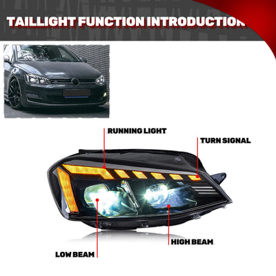 Phares LED Volkswagen Jetta MK6 2011-2018 DRL Séquentiel - vue arrière - Becquet Voiture
