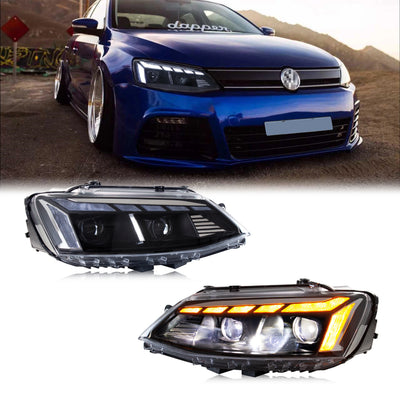 Phares LED Volkswagen Jetta MK6 2011-2018 DRL Séquentiel - vue de face - Becquet Voiture