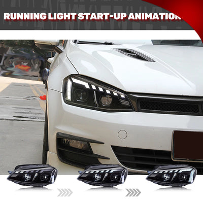 Phares LED Volkswagen Jetta MK6 2011-2018 DRL Séquentiel - vue de trois-quarts - Becquet Voiture