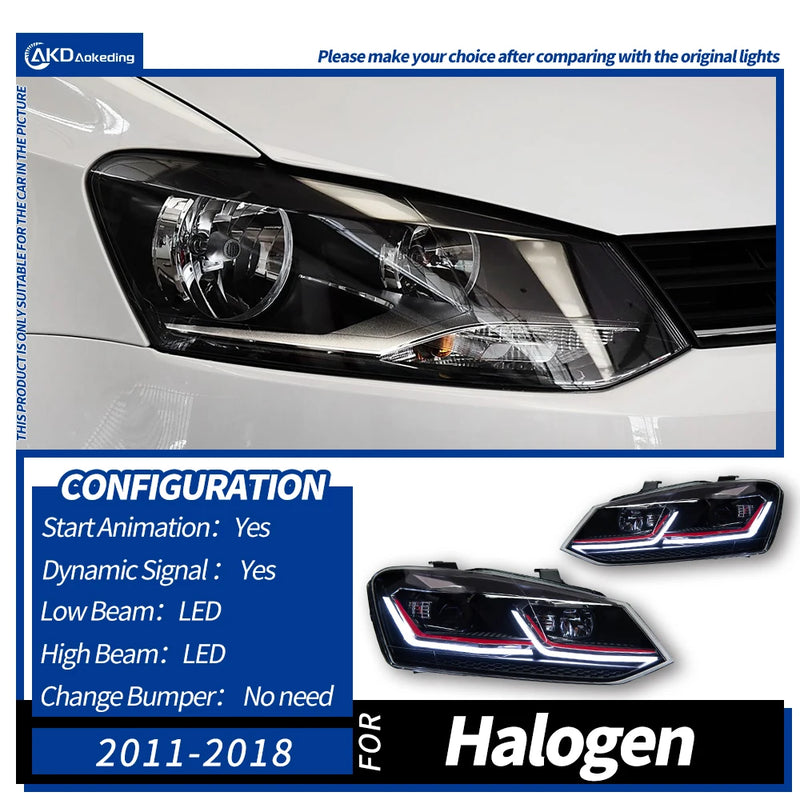 Phares LED Volkswagen Polo 2011-2018 (réf. 2) - en situation - Becquet Voiture