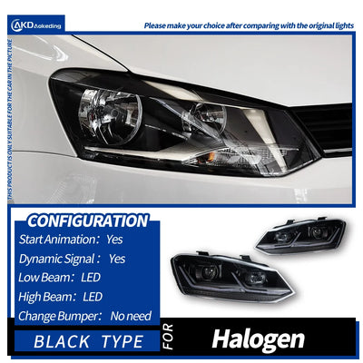 Phares LED Volkswagen Polo 2011-2018 (réf. 2) - vue de dessus - Becquet Voiture