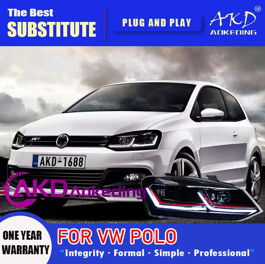 Phares LED Volkswagen Polo 2011-2018 (réf. 2) - vue de face - Becquet Voiture