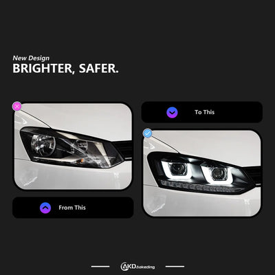 Phares LED Volkswagen Polo 2011-2018 - vue de profil - Becquet Voiture