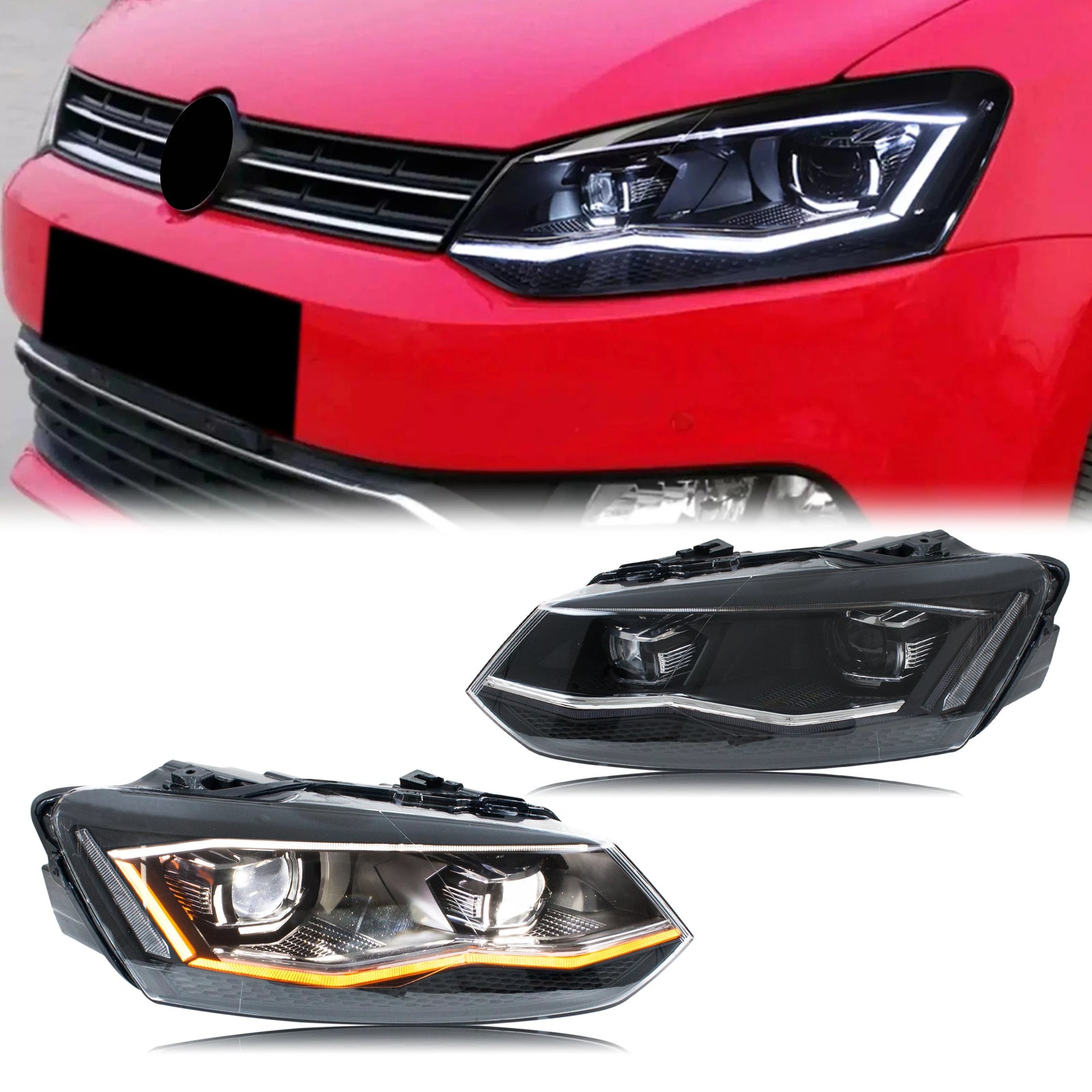 Phares LED Volkswagen Polo MK5 2011-2017 - vue de face - Becquet Voiture