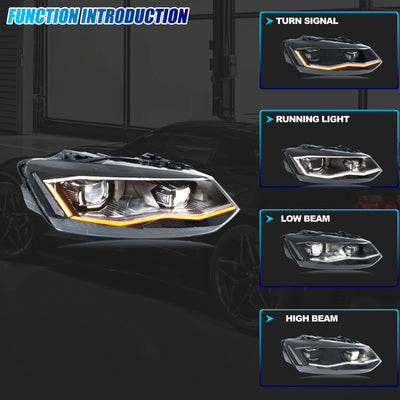 Phares LED Volkswagen Polo MK5 2011-2017 - vue de profil - Becquet Voiture