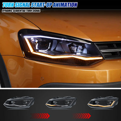 Phares LED Volkswagen Polo MK5 2011-2017 - vue de trois-quarts - Becquet Voiture