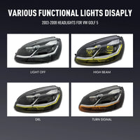 Phares LED VW Golf 5 2003-2008 - vue arrière - Becquet Voiture