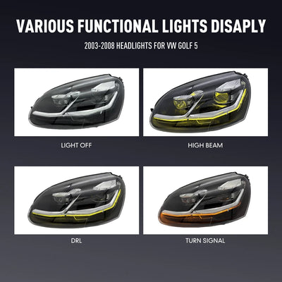 Phares LED VW Golf 5 2003-2008 - vue arrière - Becquet Voiture