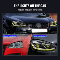 Phares LED VW Golf 5 2003-2008 - vue de profil - Becquet Voiture