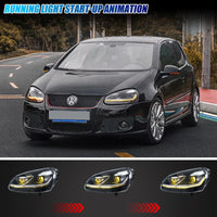 Phares LED VW Golf 5 MK5 2003-2008 DRL Ligne Argentée - vue arrière - Becquet Voiture