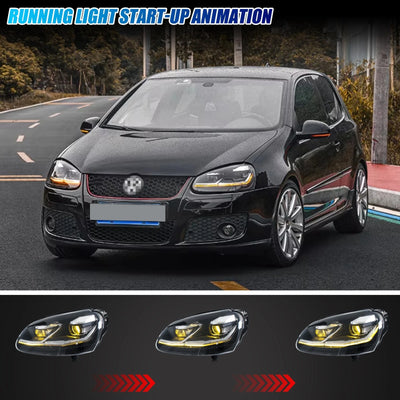 Phares LED VW Golf 5 MK5 2003-2008 DRL Ligne Argentée - vue arrière - Becquet Voiture