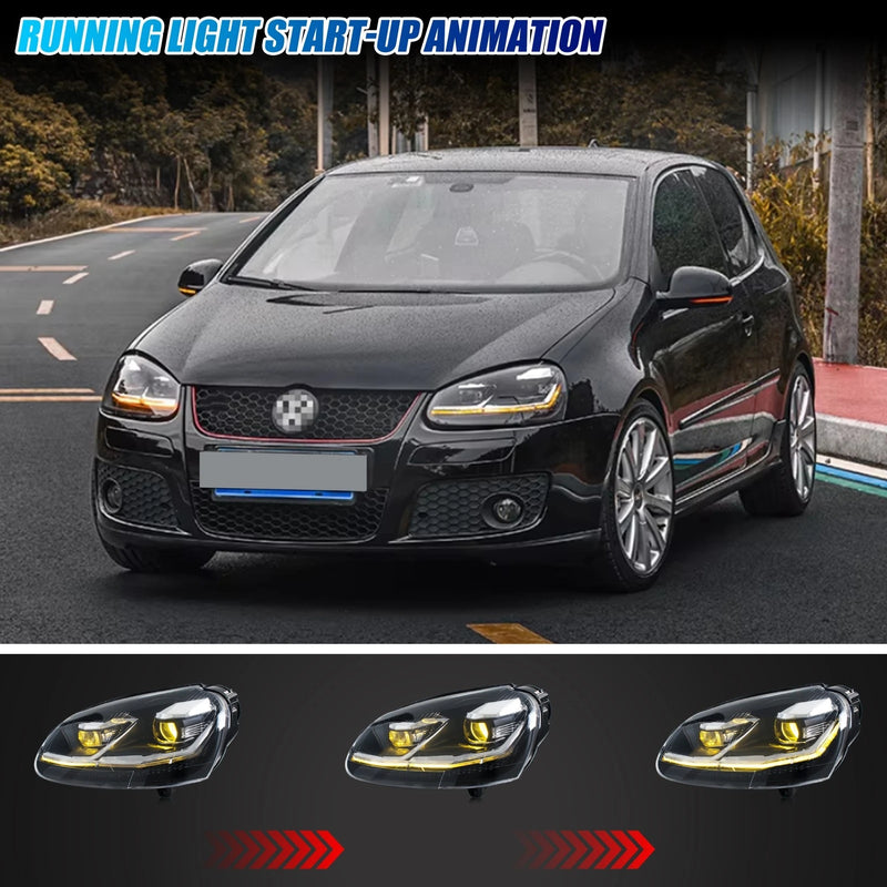 Phares LED VW Golf 5 MK5 2003-2008 DRL Ligne Argentée - vue arrière - Becquet Voiture