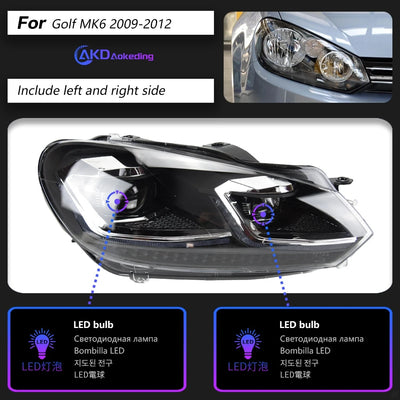 Phares LED VW Golf 6 MK6 2009-2012 DRL Séquentiel AKD - détail du montage - Becquet Voiture