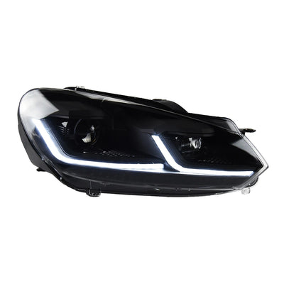 Phares LED VW Golf 6 MK6 2009-2012 DRL Séquentiel AKD - packshot studio - Becquet Voiture