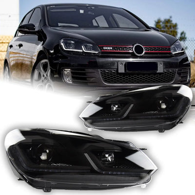 Phares LED VW Golf 6 MK6 2009-2012 DRL Séquentiel AKD - vue de face - Becquet Voiture
